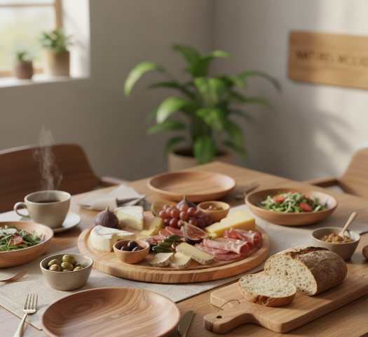 Enhance your table settings with natural wood serving plates.