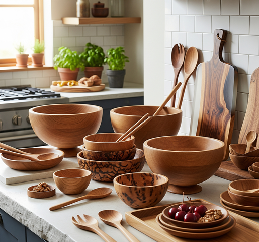 Your Natural Kitchen with Oak Wooden Bowl Models