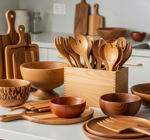 Organized Presentations with Beech Wood Serving Utensil Box